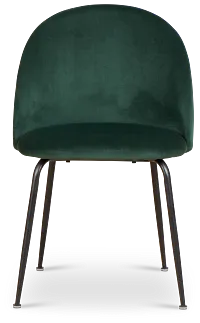 Capri Dark Green Velvet Upholstered Side Chair W/ Black Legs