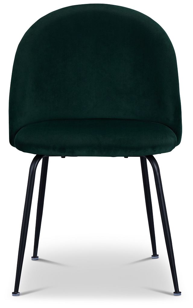 Capri Dark Green Velvet Upholstered Side Chair W/ Black Legs
