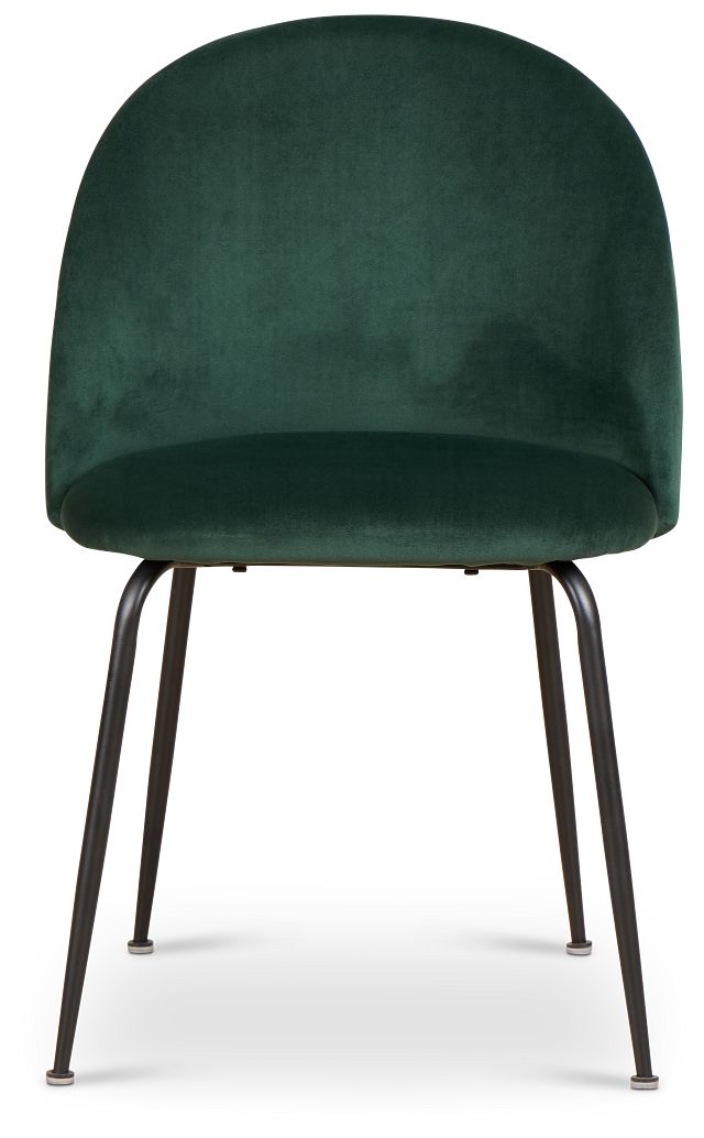 Capri Dark Green Velvet Upholstered Side Chair W/ Black Legs