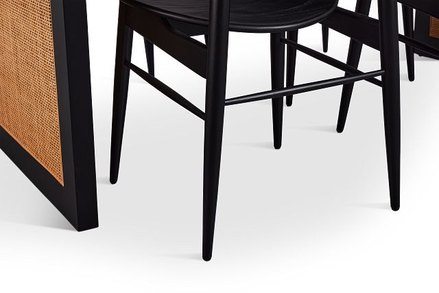 Brisbane Black Rectangular Table & 4 Wood Chairs