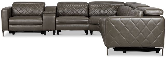 Ava Dark Gray Micro Large Dual Power Reclining Two-arm Sectional