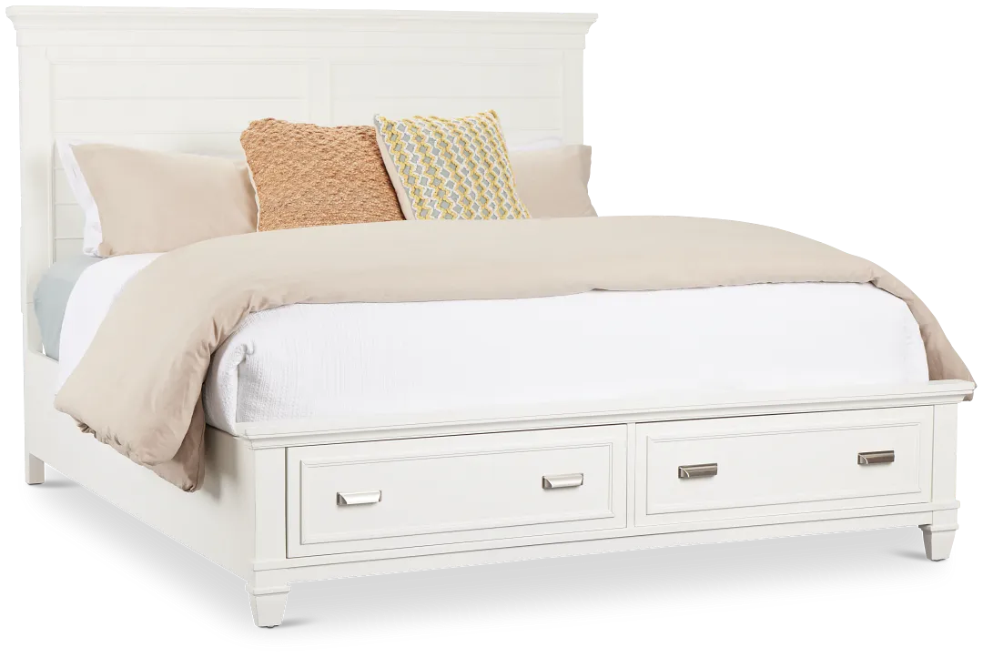 Cape Cod Ivory Panel Storage Bed