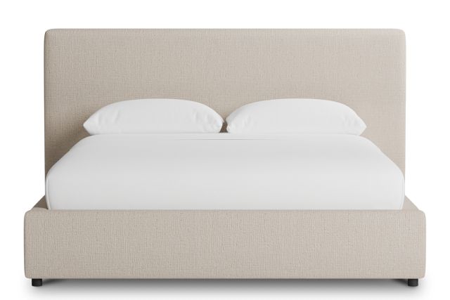 Grayton Linen Beige 44" Upholstered Platform Bed