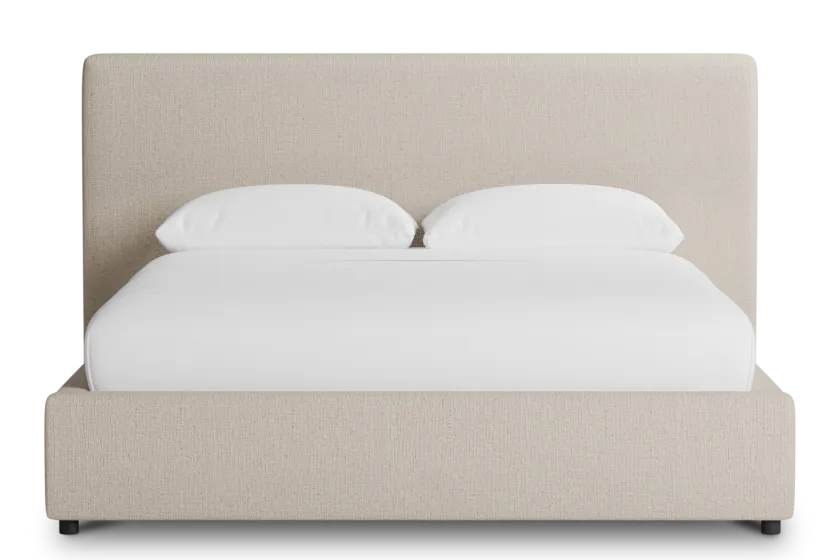 Grayton Linen Beige 44" Upholstered Platform Bed