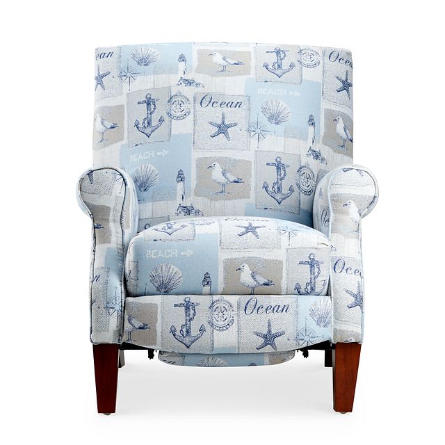 Pompano Light Blue Fabric Push Back Recliner (3)