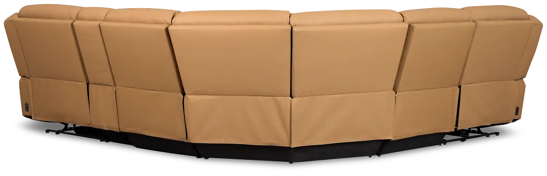 Wilder Brown Leather Medium Dual Power Sectional W/refrigerated Console