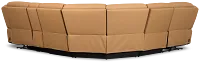 Wilder Brown Leather Medium Dual Power Sectional W/refrigerated Console