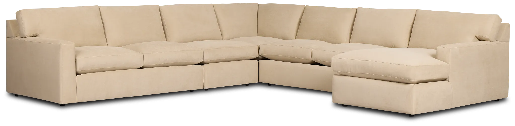 Hudson Beige Fabric Large Right Chaise Sectional