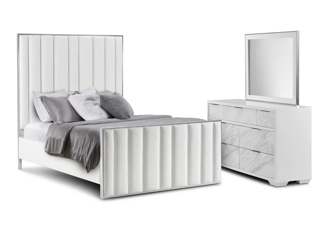 Ocean Drive White Metal Panel Bedroom