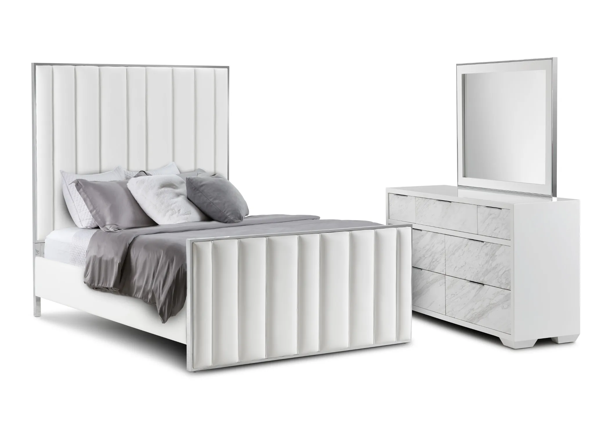 Ocean Drive White Metal Panel Bedroom