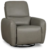 Eve Light Gray Lthr/vinyl Power Swivel Glider Recliner
