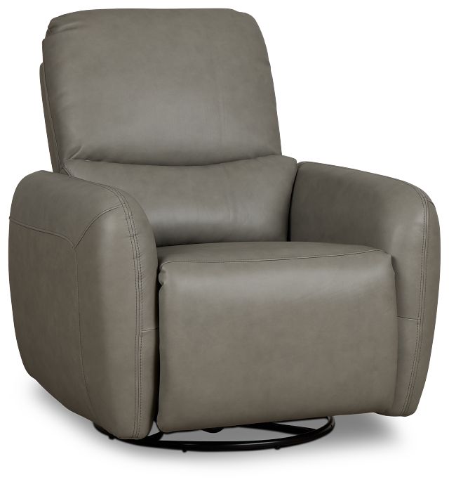 Eve Light Gray Lthr/vinyl Power Swivel Glider Recliner
