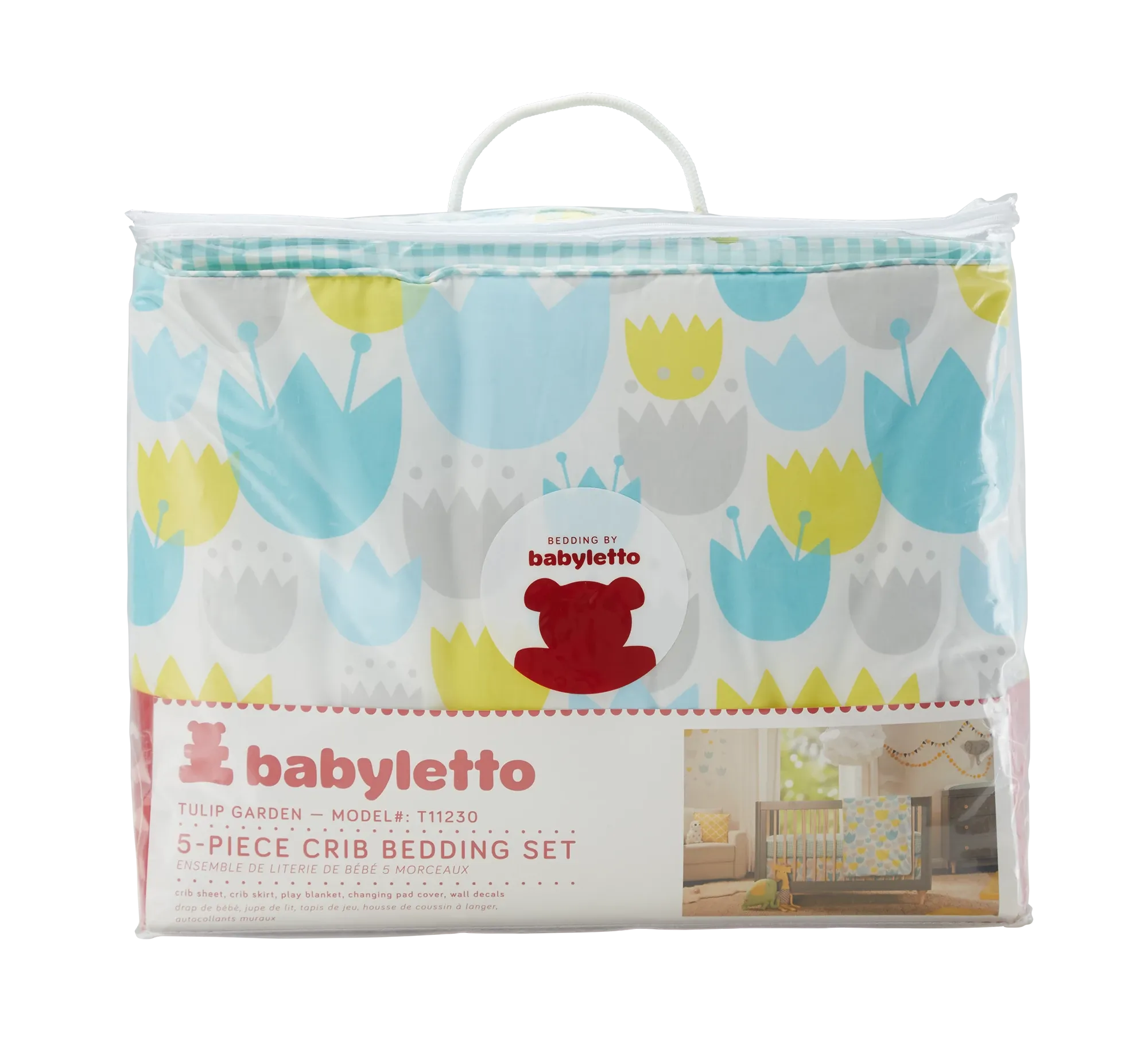 Tulip Light Blue 5 Piece Crib Bedding Set