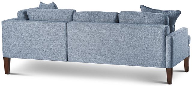 Morgan Blue Fabric Small Right Bumper Sectional W/ Wood Legs