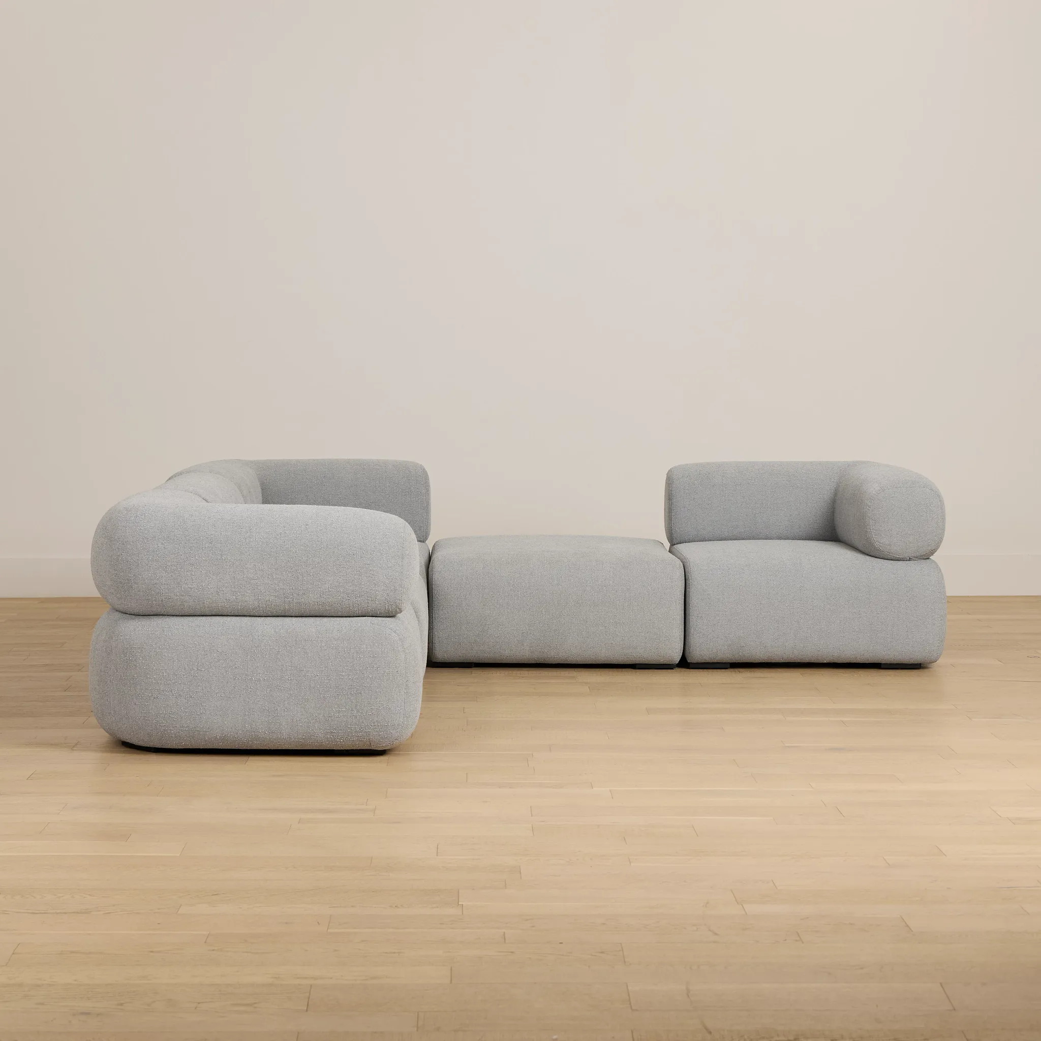 Celeste Light Gray Fabric 5-piece Modular Sectional With Armless Ottoman