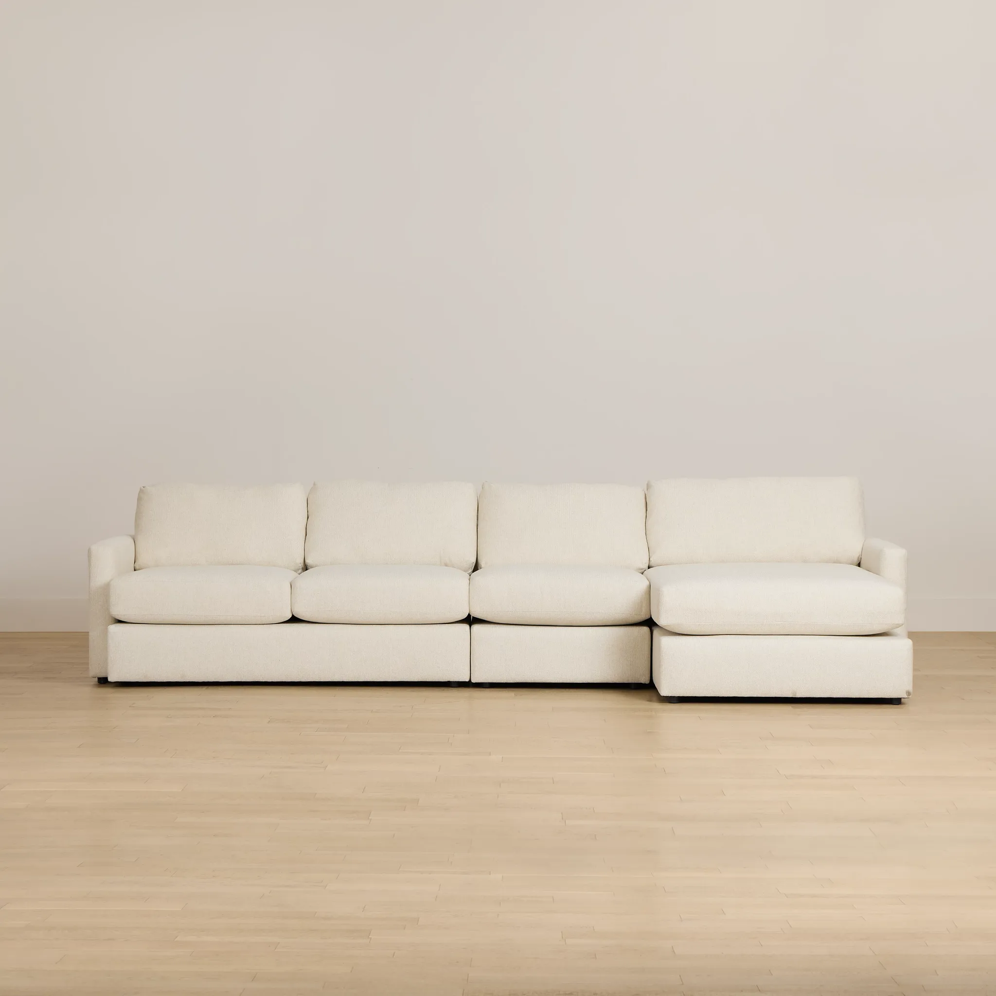Maxwell Light Beige Fabric Small Right Chaise Sectional