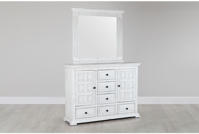 Davenport White Dresser & Mirror