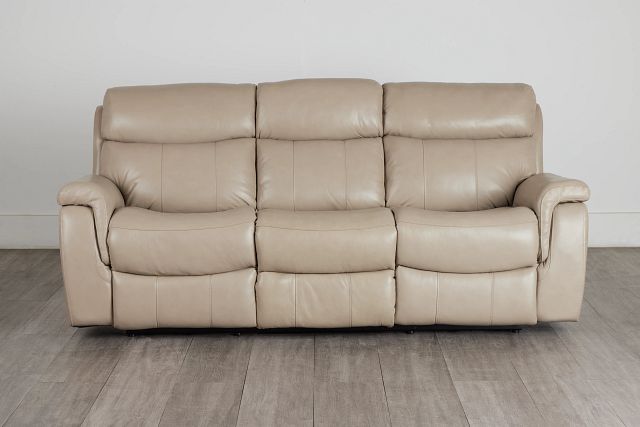 Graham Light Beige Lthr/vinyl Power Reclining Sofa