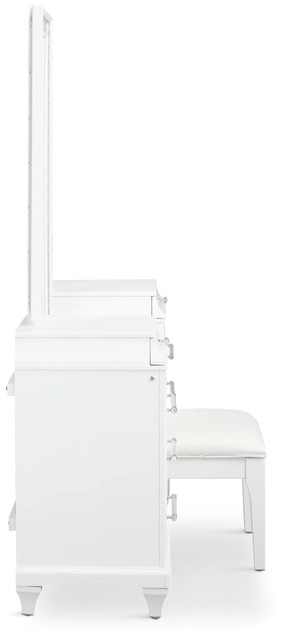 Milan White Vanity & Mirror With Stool