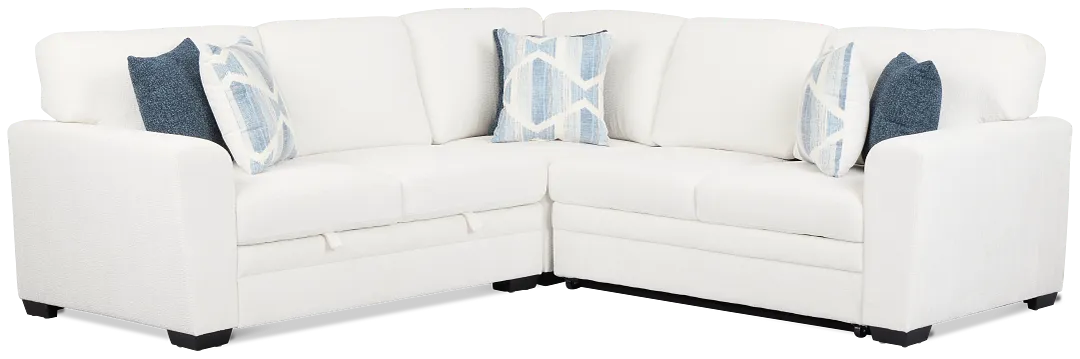 Everly White Fabric Small 2-arm Right Sleeper Storage Sectional