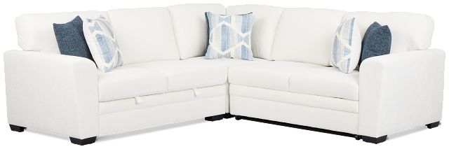 Everly White Fabric Small 2-arm Right Sleeper Storage Sectional