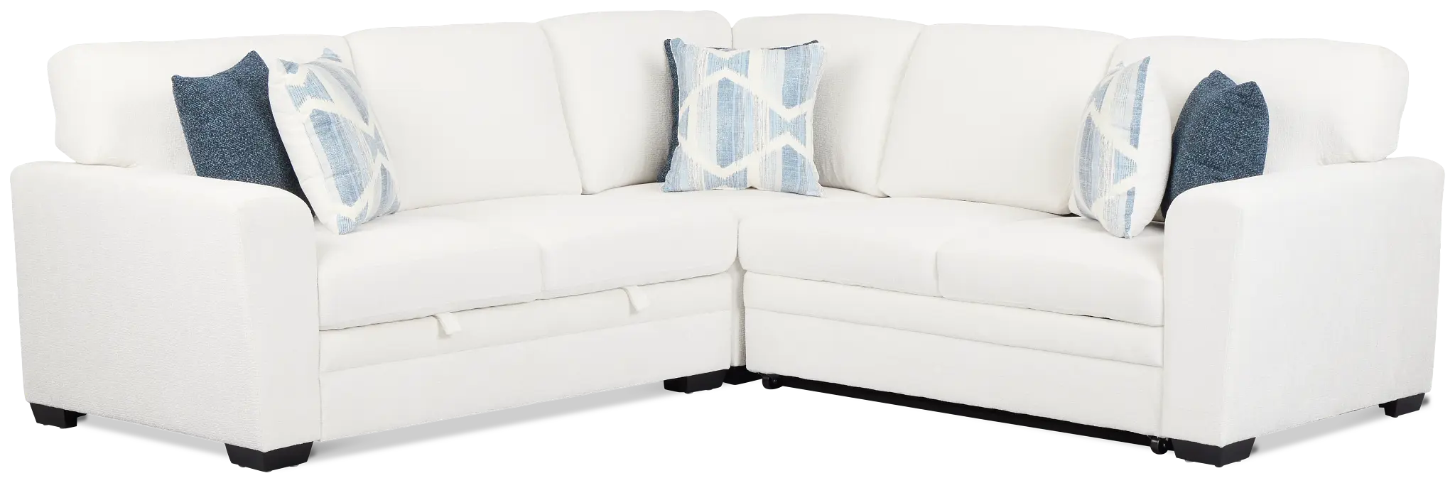 Everly White Fabric Small 2-arm Right Sleeper Storage Sectional Everly White Fabric Small 2-arm Right Sleeper Storage Sectional