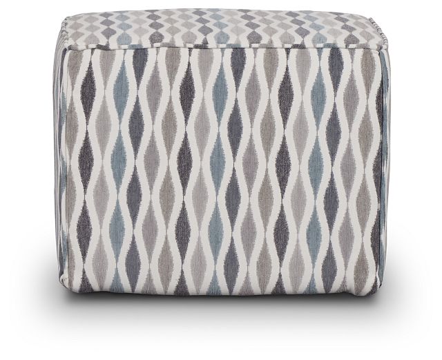 Ohgee Blue Fabric Accent Pouf