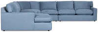 Hudson Blue Fabric Large Left Chaise Wedge Sectional