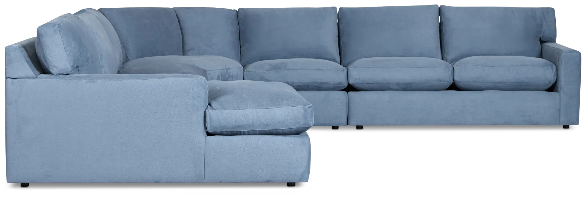 Hudson Blue Fabric Large Left Chaise Wedge Sectional Hudson Blue Fabric Large Left Chaise Wedge Sectional
