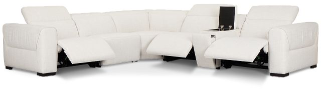 Ellis Light Beige Fabric Medium Triple Power 2-arm Sectional