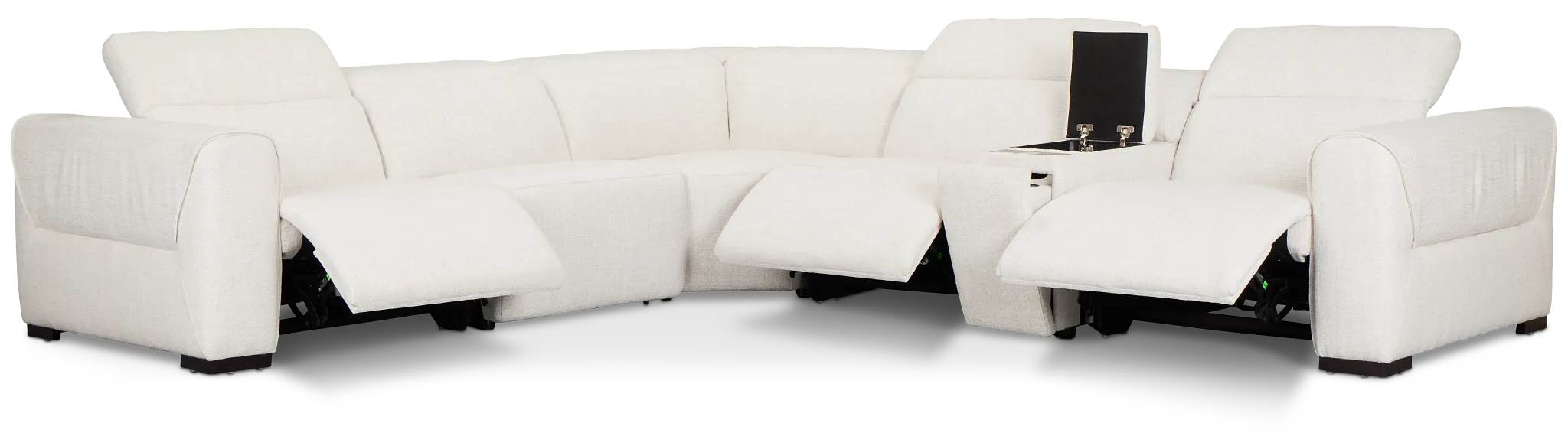 Ellis Light Beige Fabric Medium Triple Power 2-arm Sectional