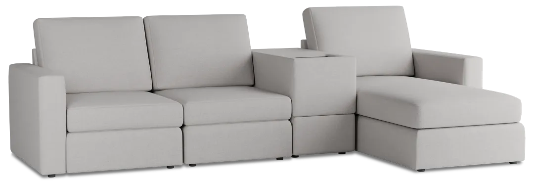 Citymod Light Gray Fabric Small Right Chaise Sectional With Media Console