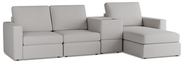 Citymod Light Gray Fabric Small Right Chaise Sectional With Media Console