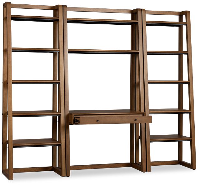 Rockford Light Tone Bookcase Wall Desk