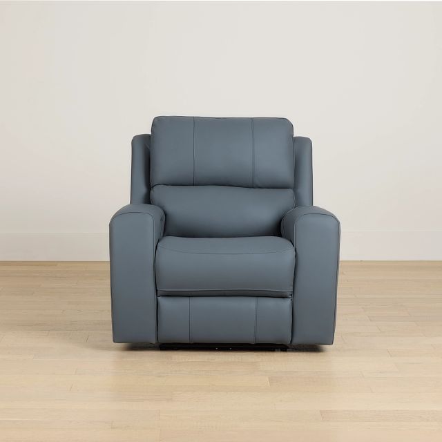 Summit Blue Lthr/vinyl Power Recliner With Power Headrest