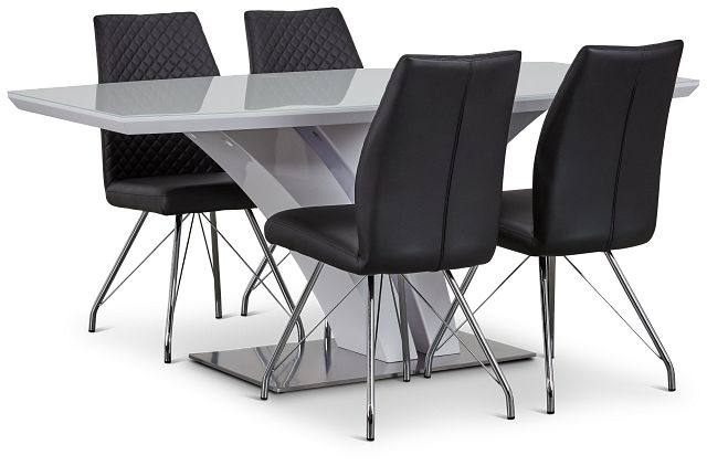 Lima Black Table & 4 Upholstered Chairs