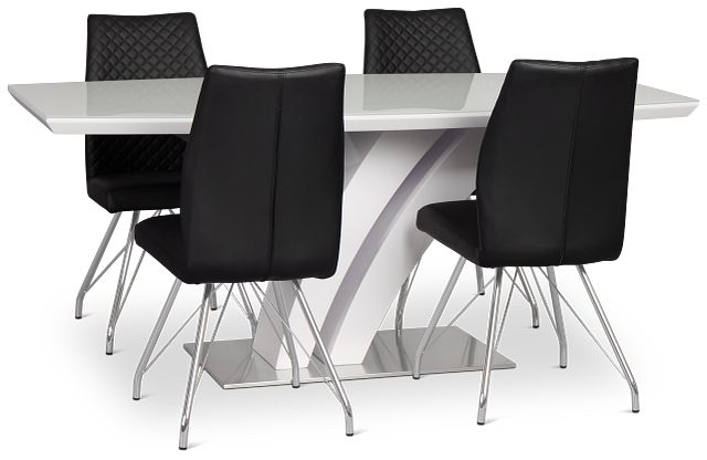 Lima Black Table & 4 Upholstered Chairs