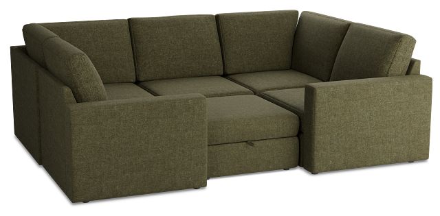 Citymod Green Fabric 6-piece Pit Sectional