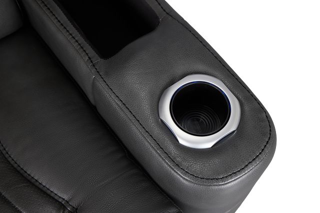 Nova Dark Gray Lthr/vinyl Power Recliner W/ Massage