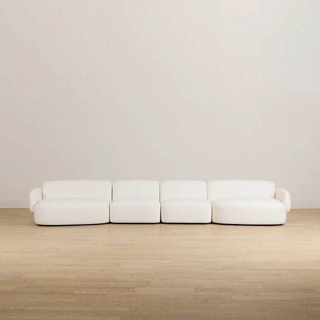 Halsey White Fabric Dual Cuddler Sectional