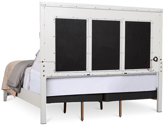 Alessandria White Uph Panel Bed With Lights
