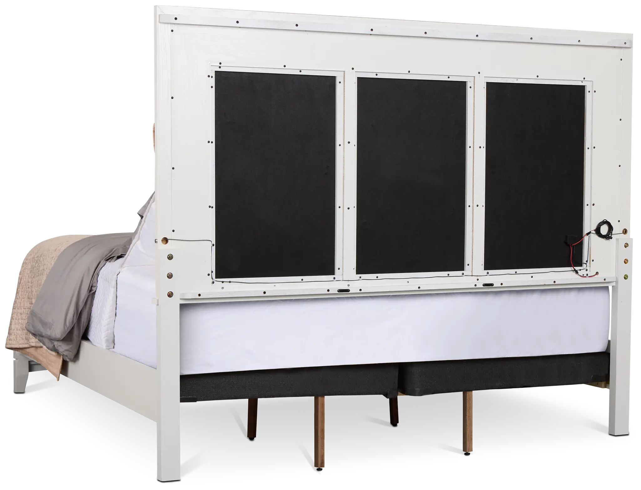 Alessandria White Uph Panel Bed With Lights Alessandria White Uph Panel Bed With Lights