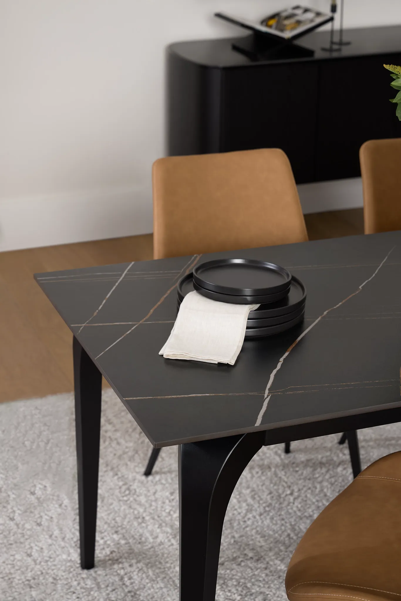 Sierra Black Stone Rectangular Table