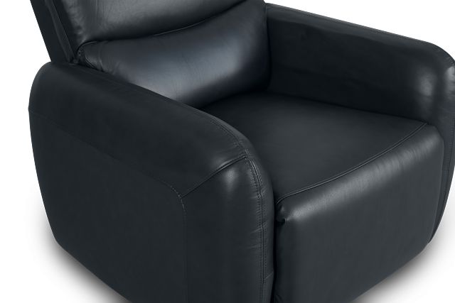 Eve Dark Blue Lthr/vinyl Power Swivel Glider Recliner