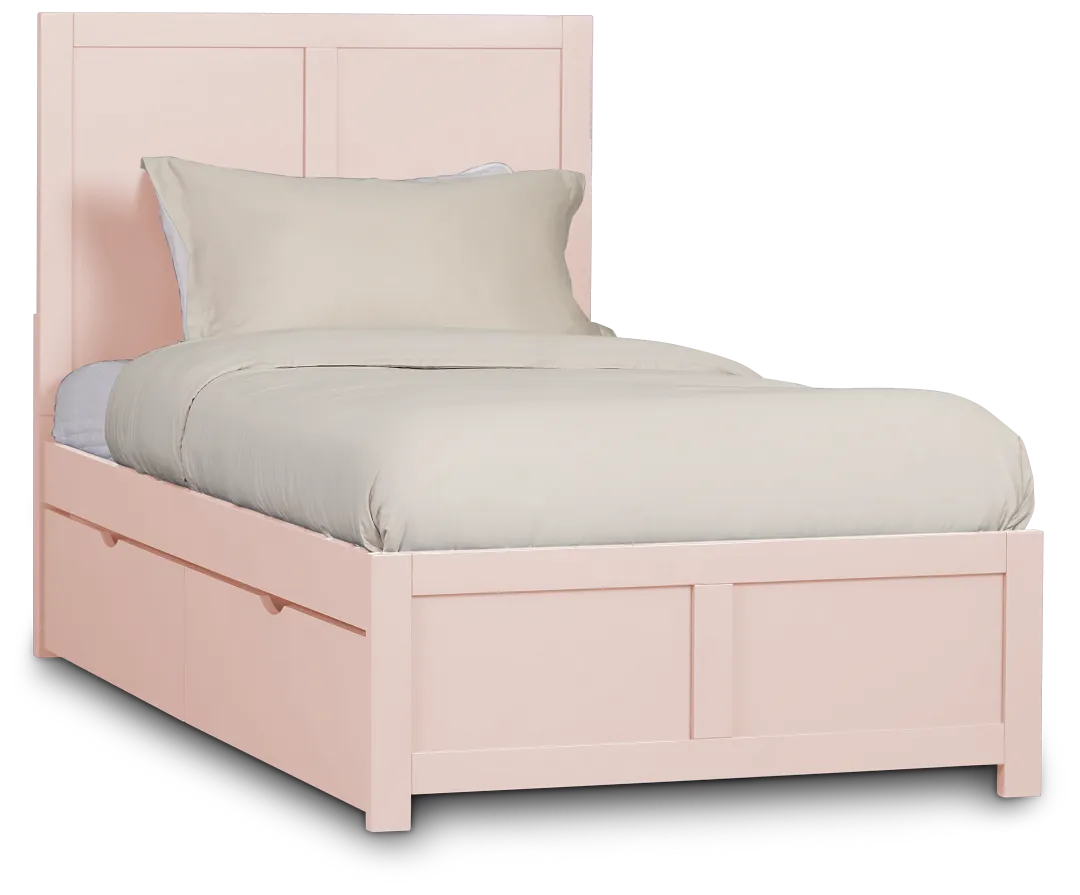 Charleston Pink Panel Bed With 4 Storage Drawers