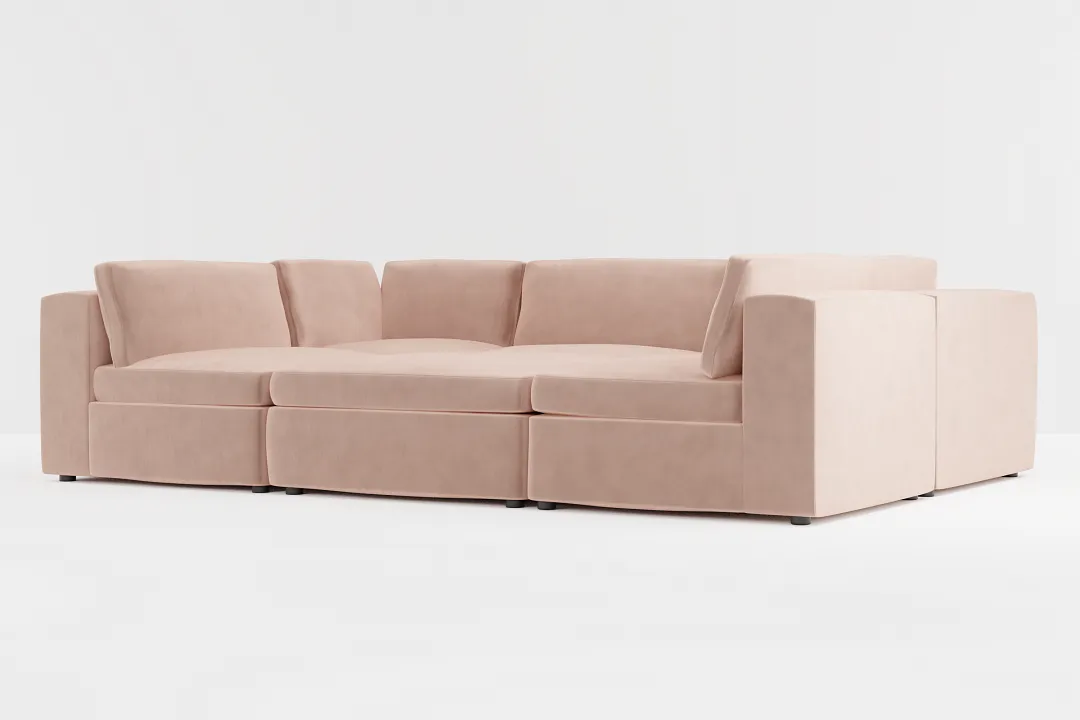 Destin Joya Light Pink Velvet 6-piece Pit Sectional