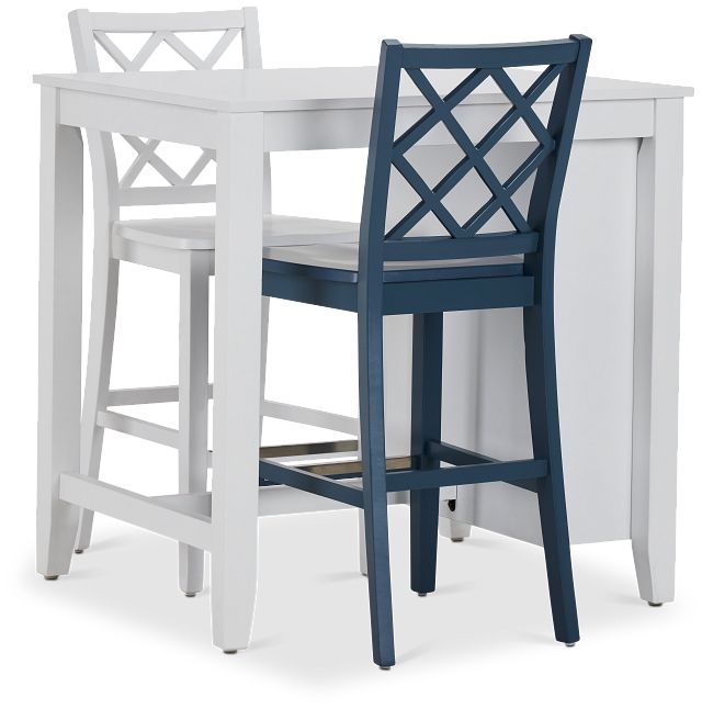 Edgartown White Storage High Table & Mixed Barstools