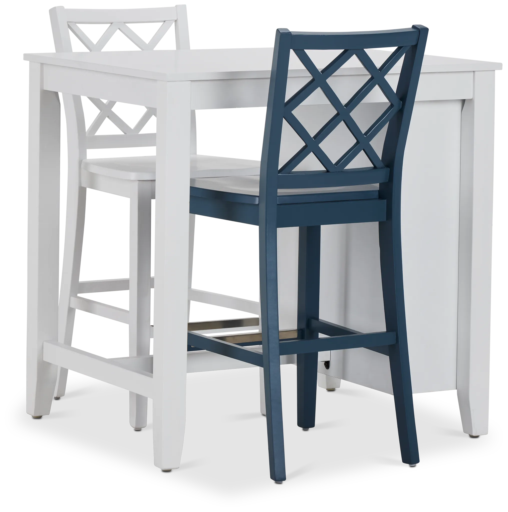 Edgartown White Storage High Table & Mixed Barstools