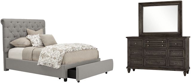 Durham Gray Uph Platform Storage Bedroom