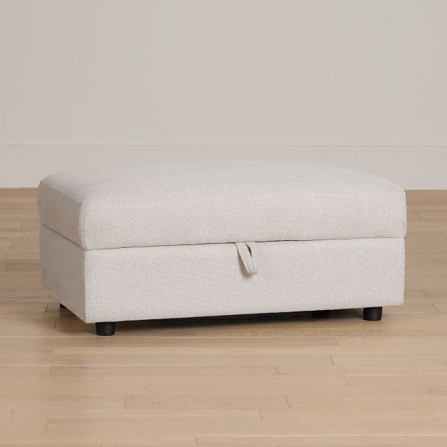 Carmen Light Beige Fabric Storage Ottoman